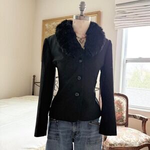 black faux fur jacket  Y2K whimsigoth fits like a medium